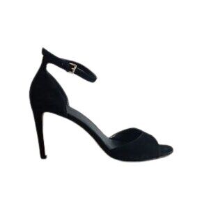 MICHAEL Michael Kors Black Suede Ankle Strap Stiletto Sandals